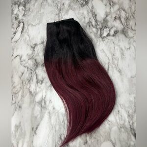 12 Inch Balayage  Black & Burgundy Red 100% Human hair Clip in Extensions